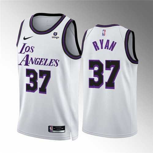 Mens Los Angeles Lakers #37 Matt Ryan White City Edition Stitched Basketball Jersey Dzhi